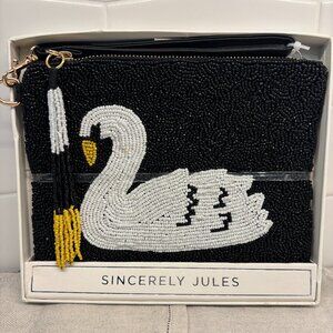 Sincerely Jules Beaded Swan - Black and White
